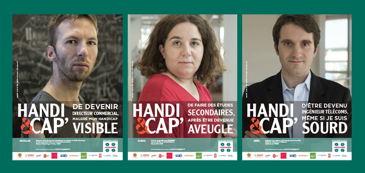 Visuel présentant les 3 affiches de la campagne Handi & Cap